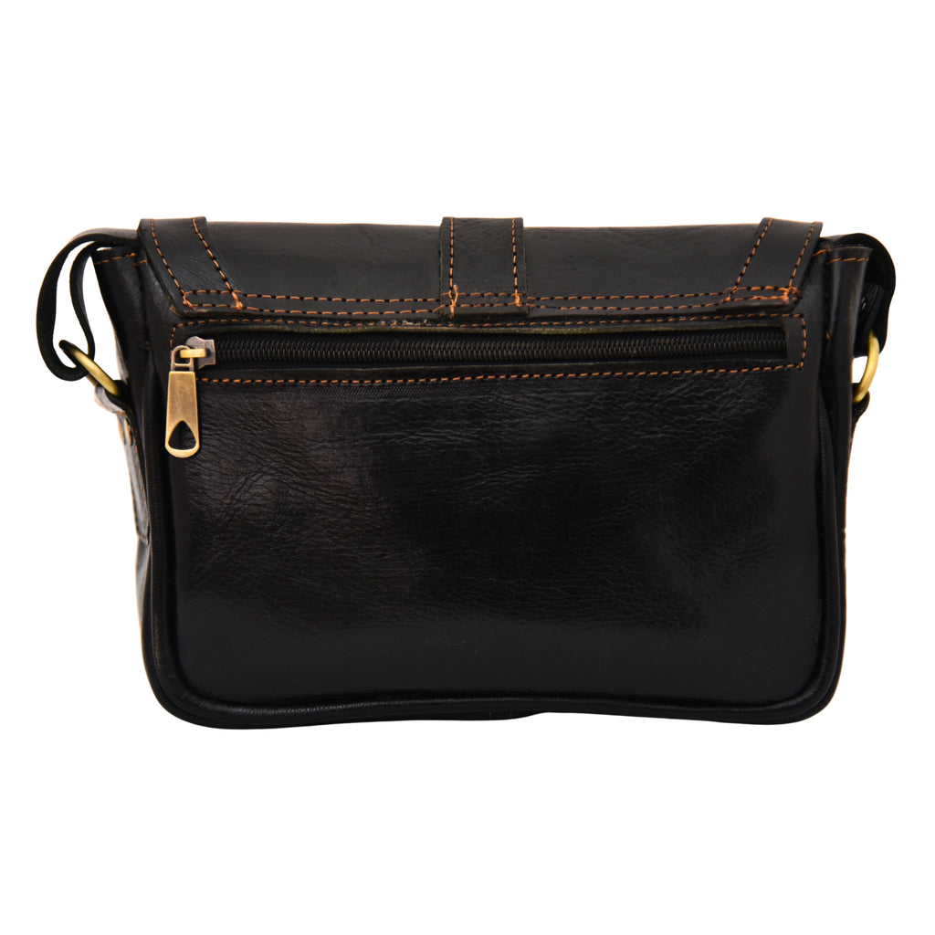 Sac bandoulière FAYROS en cuir NOIR